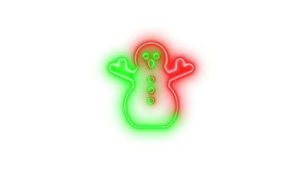 Neon snowman icon glowing with transparent background