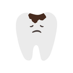 悲しんでる虫歯のキャラクターのイラスト