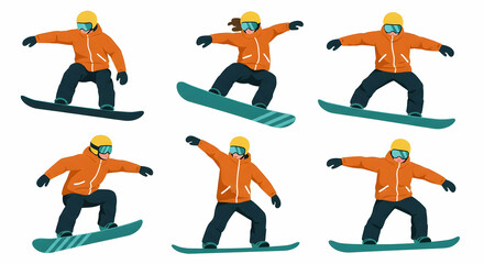 Fototapeta premium Snowboarders in action extreme winter sports athletes snowboarding fun