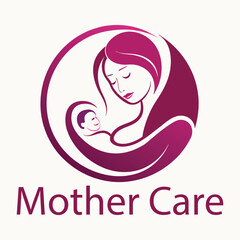 Loving Mother and Baby Abstract Logo Design