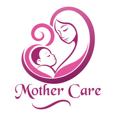 Loving Mother and Baby Heart Shaped Logo Design