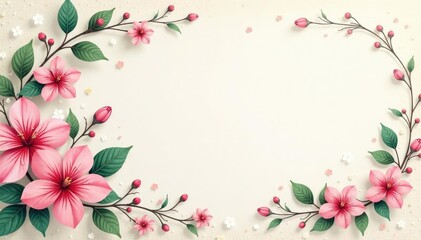 Fototapeta premium Subtle floral damask, delicate vines and blossoms, ornate, vintage