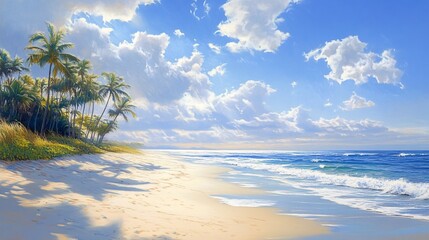 tropical beach with palm trees