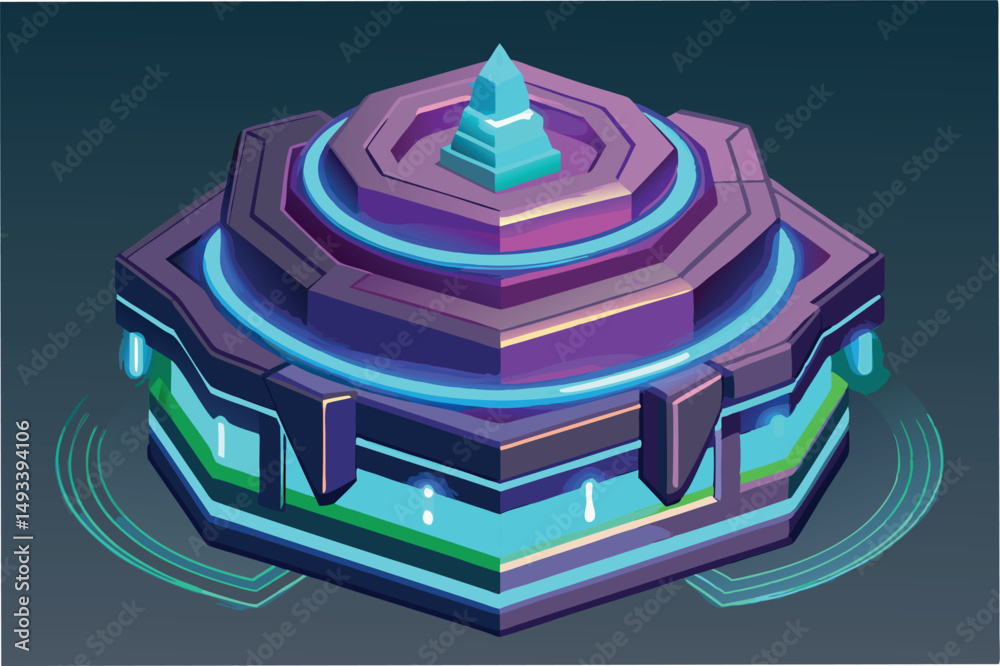 Leinwandbilder modern vector illustration of a futuristic geometric structure with glowing elements and a central p