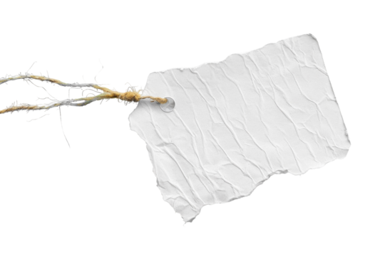 White Distressed Fabric Tag – 8K Mockup Element for Branding or Design on Transparent or White Background PNG