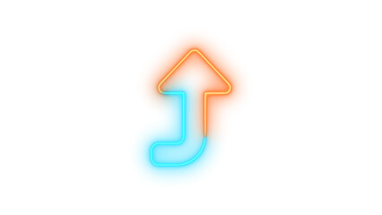 Neon turn up icon glowing with transparent background