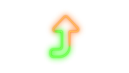 Neon turn up icon glowing with transparent background