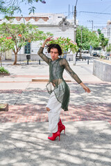 Urban vogue dance performance by two no binary dancers