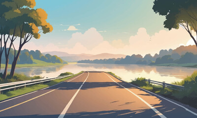 vector background beautiful twilight scenery
