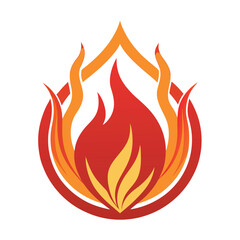 Fiery Emblem Burning Flame in a Circular Frame