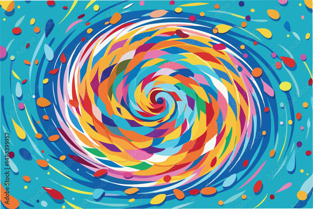 Aufkleber Colorful swirling abstract vector illustration with dynamic shapes and vibrant hues creating an energetic and playful atmosphere
