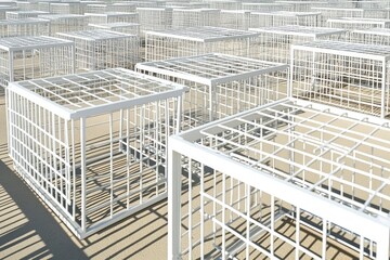 Fototapeta premium Empty white cages