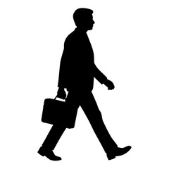 Walking businessman silhouette. Vector image