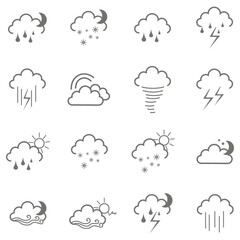 icons set of clouds different forms,  style and colors 