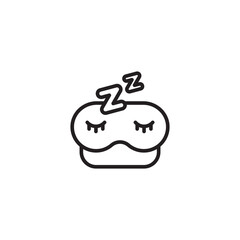 A minimalist line art icon of a sleep eye mask with closed eyelashes and two 