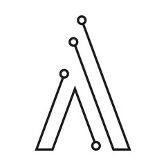 modern Letter A Logo Design with Digital Circuit Lines Tech Startup Company Identity Icon minimalist lineart logotype electronic technology