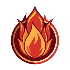 Fiery Emblem Burning Flame in a Circular Frame