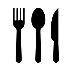 cutlery fork knife spoon silhouette on transparent background for web and graphic design