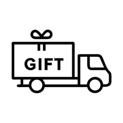 Gift on a delivery truck gift delivery service on transparent background for web and graphic design
