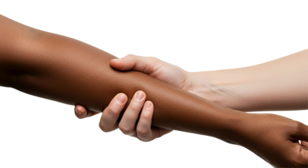 Forearm Support Handle with Contrasting Skin Tones Isolated on Transparent Background