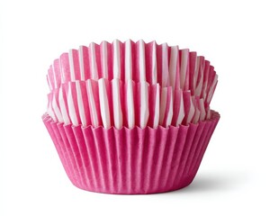 Stack of pink and white striped cupcake liners.