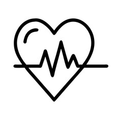Heartbeat EKG hearts silhouette on transparent background for web and graphic design