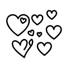 Hearts with patterns on transparent background for web and graphic design