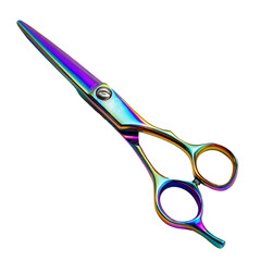  Stainless Steel Hair Scissors with Chameleon Color on Transparent Background