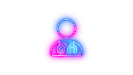 Neon user doctor icon glowing with transparent background