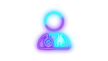 Neon user doctor icon glowing with transparent background