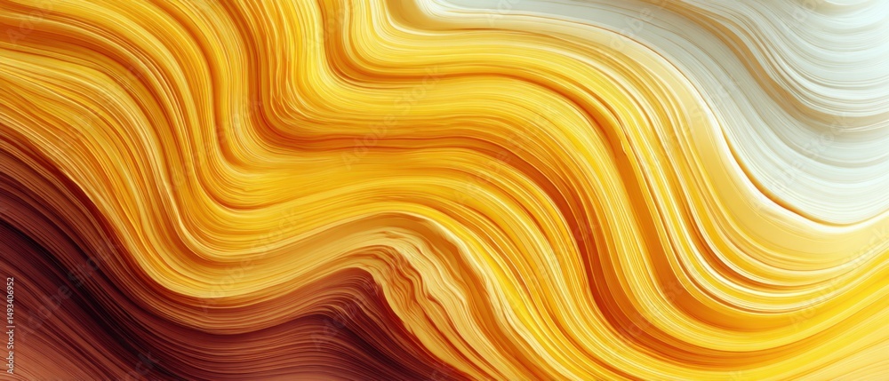 Poster abstract flowing lines of golden yellow and brown hues in a dynamic wave pattern close up artistic r