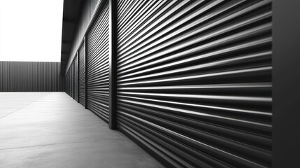 Naklejka premium Striking architectural building against a bold black and white background creating a dynamic visual contrast in design