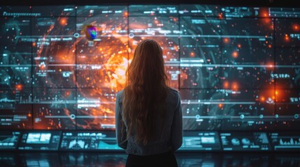 Futuristic Virtual Workspace Team Collaboration and Data Visualization