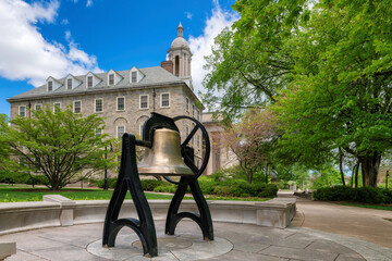 The Old Main Bell on the campus of Penn State University in spring sunny day, State College, Pennsylvania.	