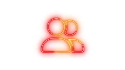 Neon user group icon glowing with transparent background