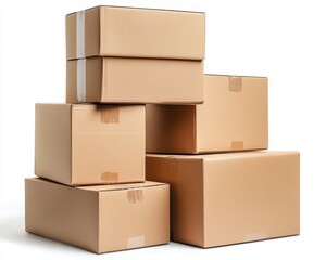 Piled Cardbox Packages: Stacked Delivery Boxes in a Cardboard Arrangement