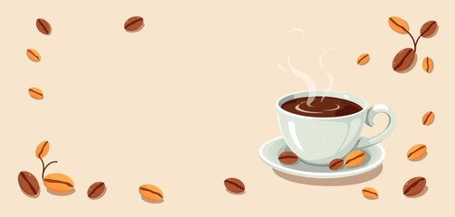 Whimsical coffee bean & cup illustrations, perfect for cafe branding,  roast,  caffeine