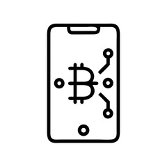 Mobile bitcoin wallet on transparent background for web and graphic design