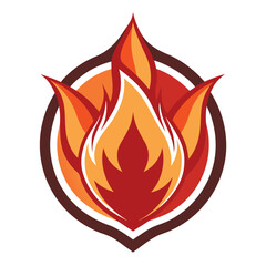 Fiery Emblem Burning Flame in a Circular Frame