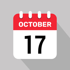 17 october calendar icon vector web page illustration background design.