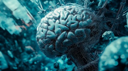 Obraz premium Digital Metal Brain of Artificial Intelligence