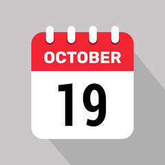 19 october calendar icon vector web page illustration background design.