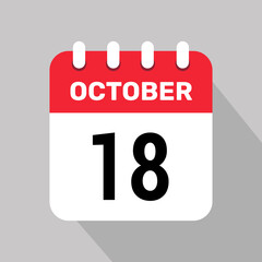 18 october calendar icon vector web page illustration background design.
