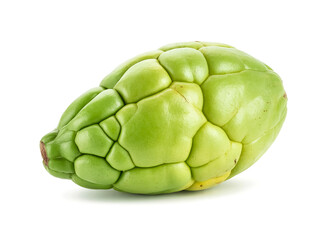 Fototapeta premium A tropical ambarella fruit isolated on white background crunchy texture light green skin