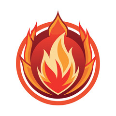 Fiery Emblem Burning Flame in a Circular Frame