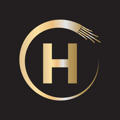 Wire Electrical Logo Combine With Letter H Vector Template