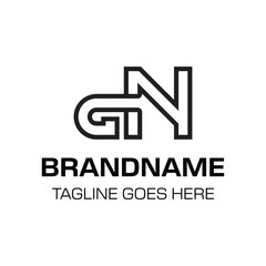 Letters GN Monogram Logo, suitable for any brand with GN or NG initials