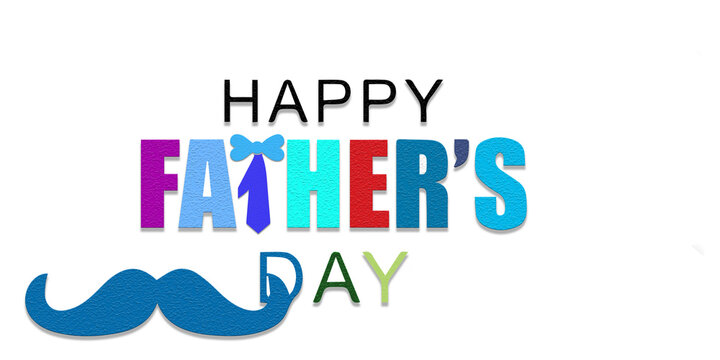 Happy father's day typography design with mustache & tie illustration