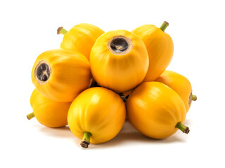 Obraz premium A cluster of lucuma fruits isolated on white background golden yellow matte finish