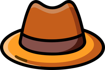 fedora hat color vector icon  on white or transparent background
